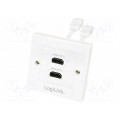 AH0015; Wall socket; white; HDMI; Mounting: wall mount; No.of sockets: 2; LOGILINK
