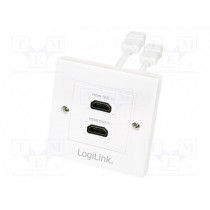 AH0015; Wall socket; white; HDMI; Mounting: wall mount; No.of sockets: 2; LOGILINK