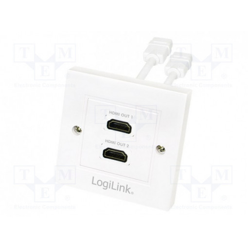 AH0015; Wall socket; white; HDMI; Mounting: wall mount; No.of sockets: 2; LOGILINK