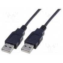 AK-300100-018-S; Cable; USB 2.0; USB A plug,both sides; nickel plated; 1.8m; black; ASSMANN AK-300100-018-S; Cable; USB 2.0; USB A plug,both sides; nickel plated; 1.8m; black; ASSMANN