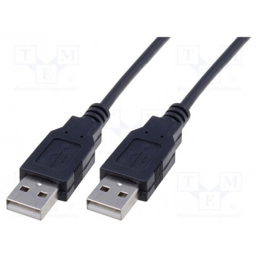 AK-300100-018-S; Cable; USB 2.0; USB A plug,both sides; nickel plated; 1.8m; black; ASSMANN
