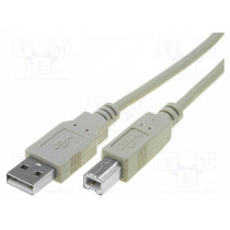 AK-300102-018-E; Cable; USB 2.0; USB A plug,USB B plug; nickel plated; 1.8m; grey; ASSMANN AK-300102-018-E; Cable; USB 2.0; USB A plug,USB B plug; nickel plated; 1.8m; grey; ASSMANN