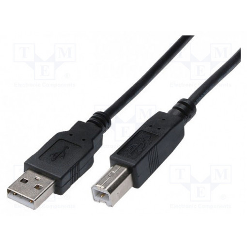 AK-300102-018-S; Cable; USB 2.0; USB A plug,USB B plug; nickel plated; 1.8m; black; ASSMANN AK-300102-018-S; Cable; USB 2.0; USB A plug,USB B plug; nickel plated; 1.8m; black; ASSMANN