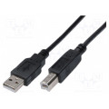 AK-300102-030-S; Cable; USB 2.0; USB A plug,USB B plug; nickel plated; 3m; black; ASSMANN