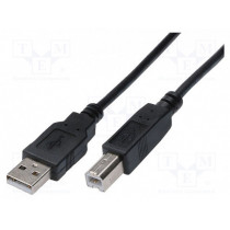 AK-300102-030-S; Cable; USB 2.0; USB A plug,USB B plug; nickel plated; 3m; black; ASSMANN AK-300102-030-S; Cable; USB 2.0; USB A plug,USB B plug; nickel plated; 3m; black; ASSMANN