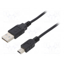 AK-300130-010-S; Cable; USB 2.0; USB A plug,USB B mini plug; nickel plated; 1m; ASSMANN AK-300130-010-S; Cable; USB 2.0; USB A plug,USB B mini plug; nickel plated; 1m; ASSMANN