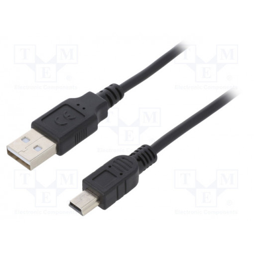 AK-300130-010-S; Cable; USB 2.0; USB A plug,USB B mini plug; nickel plated; 1m; ASSMANN AK-300130-010-S; Cable; USB 2.0; USB A plug,USB B mini plug; nickel plated; 1m; ASSMANN