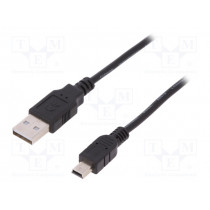 AK-300130-030-S; Cable; USB 2.0; USB A plug,USB B mini plug; nickel plated; 3m; ASSMANN AK-300130-030-S; Cable; USB 2.0; USB A plug,USB B mini plug; nickel plated; 3m; ASSMANN