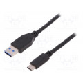 AK-300136-010-S; Cable; USB 3.0; USB A plug,USB C plug; nickel plated; 1m; black; ASSMANN