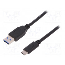 AK-300136-010-S; Cable; USB 3.0; USB A plug,USB C plug; nickel plated; 1m; black; ASSMANN