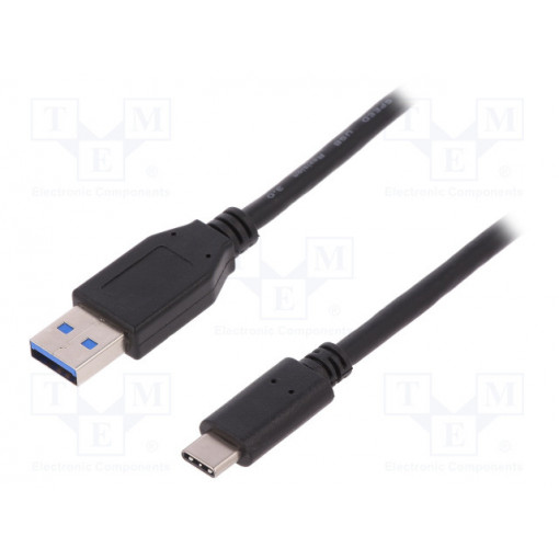 AK-300136-010-S; Cable; USB 3.0; USB A plug,USB C plug; nickel plated; 1m; black; ASSMANN