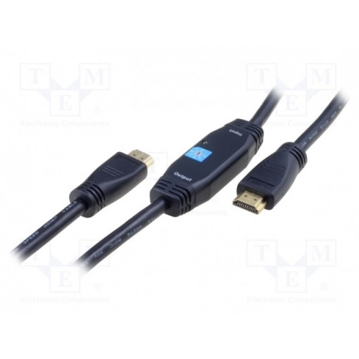 AK-330118-200-S; Cable; HDMI 1.4,with amplifier; HDMI plug,both sides; 20m; black; ASSMANN