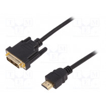 AK-330300-030-S; Cable; HDMI 1.4; DVI-D (18+1) plug,HDMI plug; 3m; black; 30AWG; ASSMANN