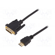 AK-330300-050-S; Cable; HDMI 1.4; DVI-D (18+1) plug,HDMI plug; 5m; black; 30AWG; ASSMANN