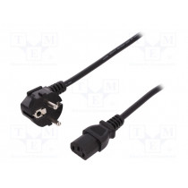 AK-440109-008-S; Cable; CEE 7/7 (E/F) plug angled,IEC C13 female; 750mm; black; ASSMANN