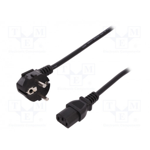 AK-440109-008-S; Cable; CEE 7/7 (E/F) plug angled,IEC C13 female; 750mm; black; ASSMANN