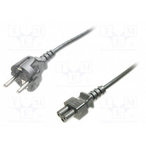 AK-440115-008-S; Cable; CEE 7/7 (E/F) plug,IEC C5 female; 750mm; black; 10A; 250V; ASSMANN