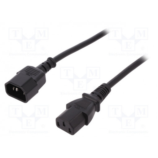 AK-440201-012-S; Cable; IEC C13 female,IEC C14 male; 1.2m; black; 10A; 250V; ASSMANN