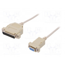 AK-580105-030-E; Cable; D-Sub 25pin plug,D-Sub 9pin female; 3m; beige; ASSMANN AK-580105-030-E; Cable; D-Sub 25pin plug,D-Sub 9pin female; 3m; beige; ASSMANN