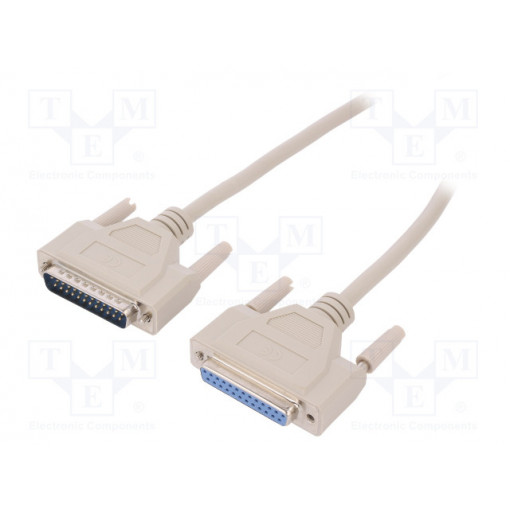 AK-610201-030-E; Cable; D-Sub 25pin socket,D-Sub 25pin plug; 3m; beige; Core: Cu; ASSMANN