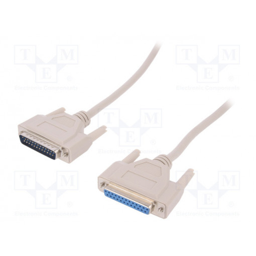 AK-610201-050-E; Cable; D-Sub 25pin socket,D-Sub 25pin plug; 5m; beige; Core: Cu; ASSMANN