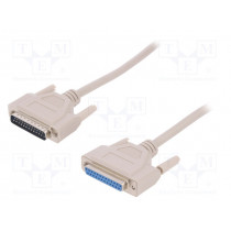 AK-610201-100-E; Cable; D-Sub 25pin socket,D-Sub 25pin plug; 10m; beige; Core: Cu; ASSMANN
