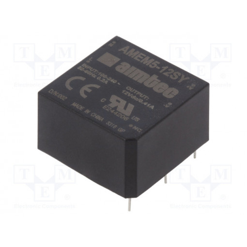AMEM5-12SY; Converter: AC/DC; 5W; Uout: 12VDC; Iout: 0.41A; 78%; Mounting: PCB; AIMTEC