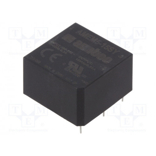 AMEM5-15SY; Converter: AC/DC; 5W; Uout: 15VDC; Iout: 0.33A; 78%; Mounting: PCB; AIMTEC