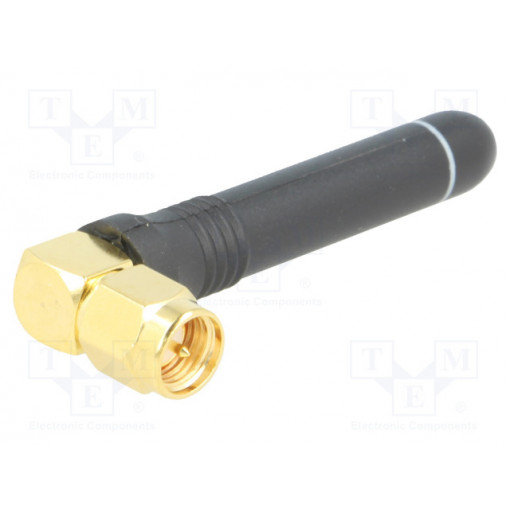 ANT-868-CW-RCS-SMA; Antenna; RF; 3.6dBi; Mounting: twist-on,angular; 50Ω; 850÷880MHz; LINX TECHNOLOGIES ANT-868-CW-RCS-SMA; Antenna; RF; 3.6dBi; Mounting: twist-on,angular; 50Ω; 850÷880MHz; LINX TECHNOLOGIES