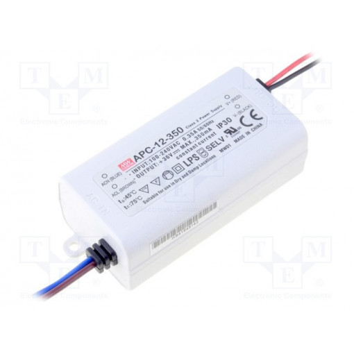APC-12-700; Power supply: switched-mode; LED; 12.6W; 9÷18VDC; 700mA; 90÷264VAC; MEAN WELL