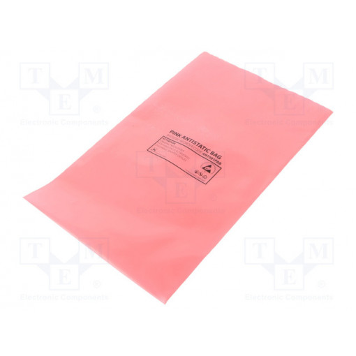 001-0009; Protection bag; ESD; L: 254mm; W: 152mm; Thk: 75um; 100pcs; pink; ANTISTAT 001-0009; Protection bag; ESD; L: 254mm; W: 152mm; Thk: 75um; 100pcs; pink; ANTISTAT