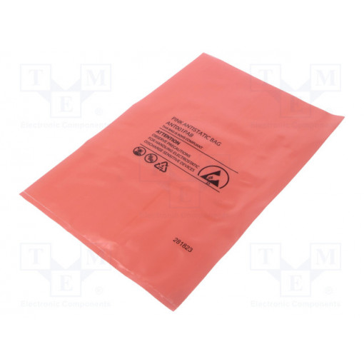 001-0017; Protection bag; ESD; L: 305mm; W: 203mm; Thk: 75um; 100pcs; pink; ANTISTAT 001-0017; Protection bag; ESD; L: 305mm; W: 203mm; Thk: 75um; 100pcs; pink; ANTISTAT