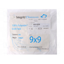 600-0230; Wipe: cloth; polyester; 200pcs; 177.8x177.8mm; Cleanroom; ANTISTAT 600-0230; Wipe: cloth; polyester; 200pcs; 177.8x177.8mm; Cleanroom; ANTISTAT