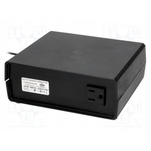 ATST400-230V/115V-002; Autotransformer; 230VAC; Power: 400VA; Usec.1: 115V; INDEL