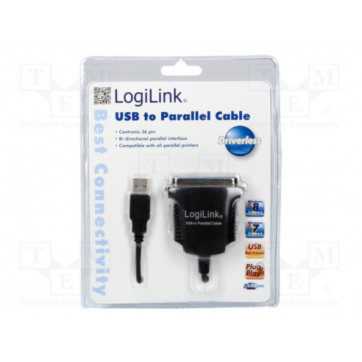 AU0003C; Adapter USB-Centronics; Centronics 36pin plug,USB A plug; 1.5m; LOGILINK