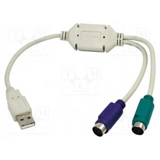 AU0004A; Adapter USB-PS2; USB 1.1; PS/2 socket x2,USB A plug; white; LOGILINK