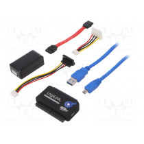 AU0028A; USB to SATA adapter; IDE 40pin,IDE 44pin,SATA socket; 5Gbps; LOGILINK
