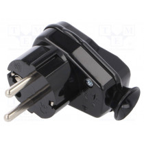 AWA-Ł CZ; Connector: AC supply; male; plug; 2P+PE; 250VAC; 16A; black; PIN: 3; TIMEX-ELEKTRO