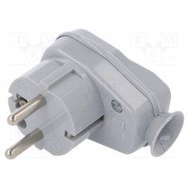 AWA-Ł PO; Connector: AC supply; male; plug; 2P+PE; 250VAC; 16A; grey; PIN: 3; TIMEX-ELEKTRO
