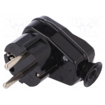 AWA-ŁKB CZ; Connector: AC supply; male; plug; 2P+PE; 250VAC; 16A; black; PIN: 3; TIMEX-ELEKTRO