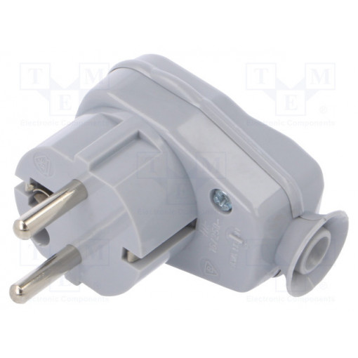 AWA-ŁKB PO; Connector: AC supply; male; plug; 2P+PE; 250VAC; 16A; grey; PIN: 3; TIMEX-ELEKTRO