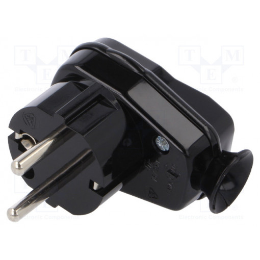 AWA-ŁK CZ; Connector: AC supply; male; plug; 2P+PE; 250VAC; 16A; black; PIN: 3; TIMEX-ELEKTRO
