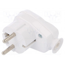 AWA-ŁKB BI; Connector: AC supply; male; plug; 2P+PE; 250VAC; 16A; white; PIN: 3; TIMEX-ELEKTRO