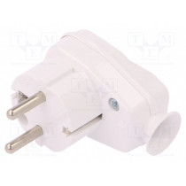 AWA-ŁK BI; Connector: AC supply; male; plug; 2P+PE; 250VAC; 16A; white; PIN: 3; TIMEX-ELEKTRO