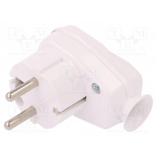 AWA-ŁK BI; Connector: AC supply; male; plug; 2P+PE; 250VAC; 16A; white; PIN: 3; TIMEX-ELEKTRO