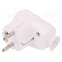 AWA-Ł BI; Connector: AC supply; male; plug; 2P+PE; 250VAC; 16A; white; PIN: 3; TIMEX-ELEKTRO