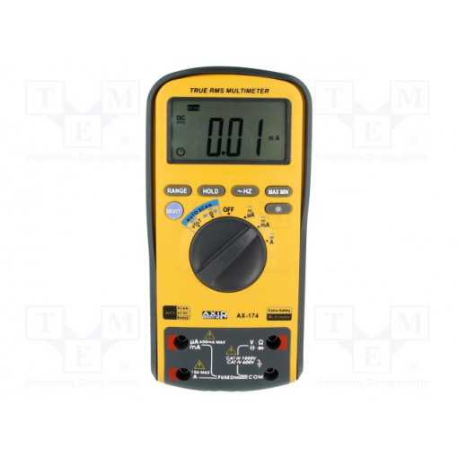 AX-174; Digital multimeter; LCD (6000),with a backlit; 3x/s; True RMS; AXIOMET