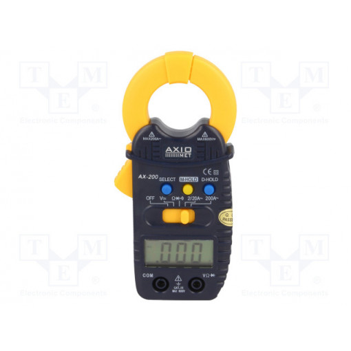 AX-200; AC digital clamp meter; Øcable: 21mm; LCD 3,5 digit (1999); AXIOMET AX-200; AC digital clamp meter; Øcable: 21mm; LCD 3,5 digit (1999); AXIOMET