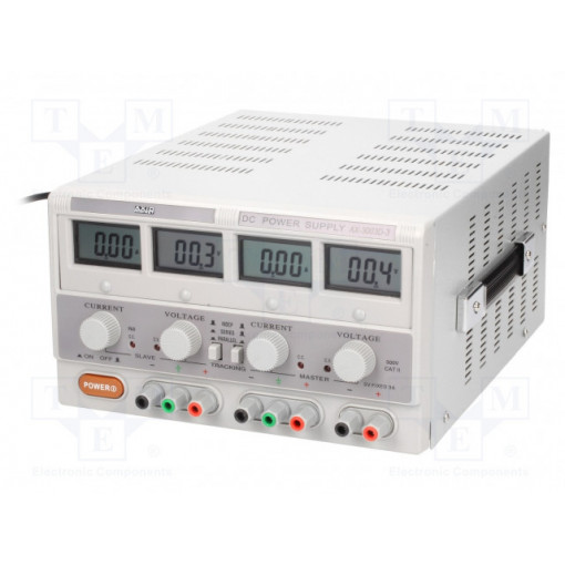 AX-3003D-3; Power supply: laboratory; Channels: 3; 0÷30VDC; 0÷3A; 5VDC/3A; AXIOMET