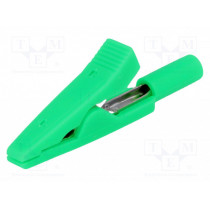 ; Crocodile clip; 10A; 60VDC; green; Overall len: 41.5mm; AXIOMET ; Crocodile clip; 10A; 60VDC; green; Overall len: 41.5mm; AXIOMET